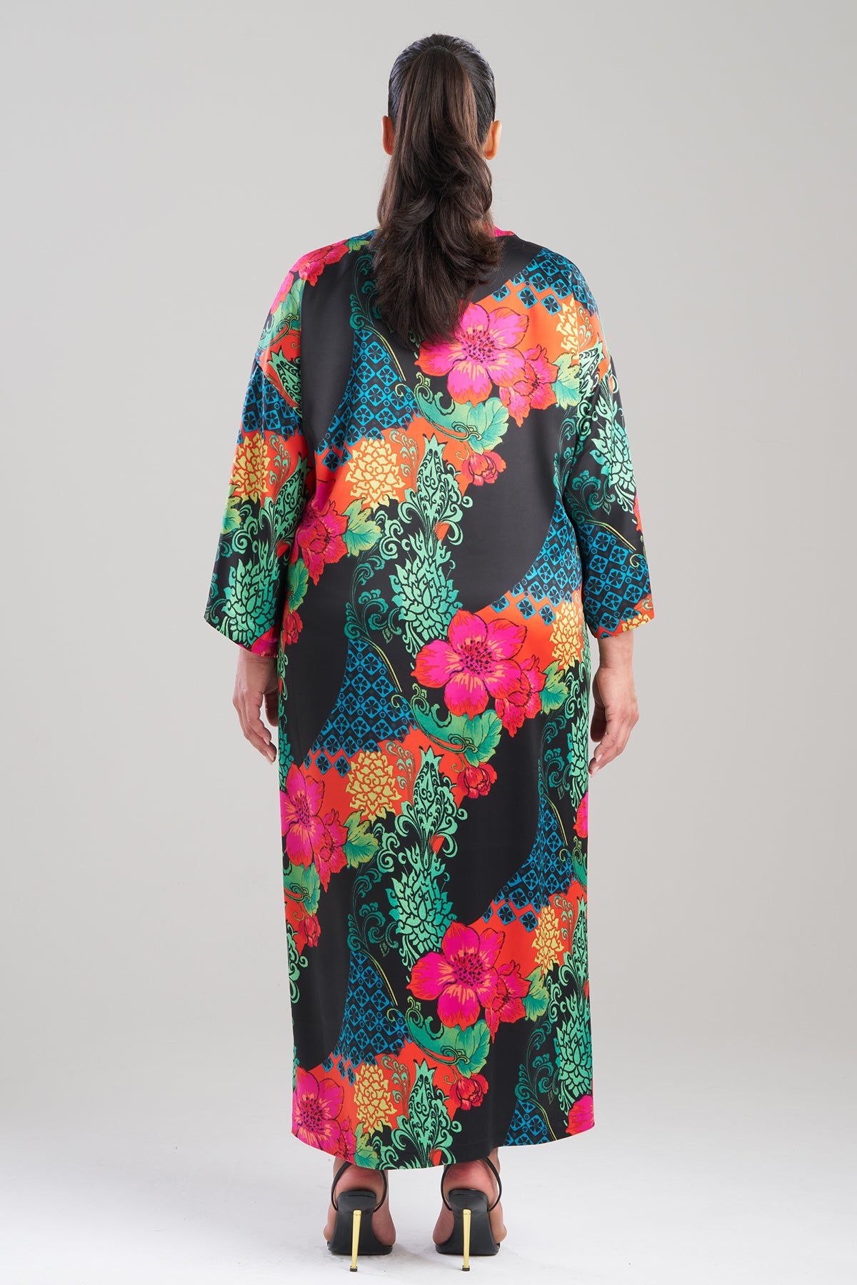Harvest Printed Satin Slim Caftan Harvest Black