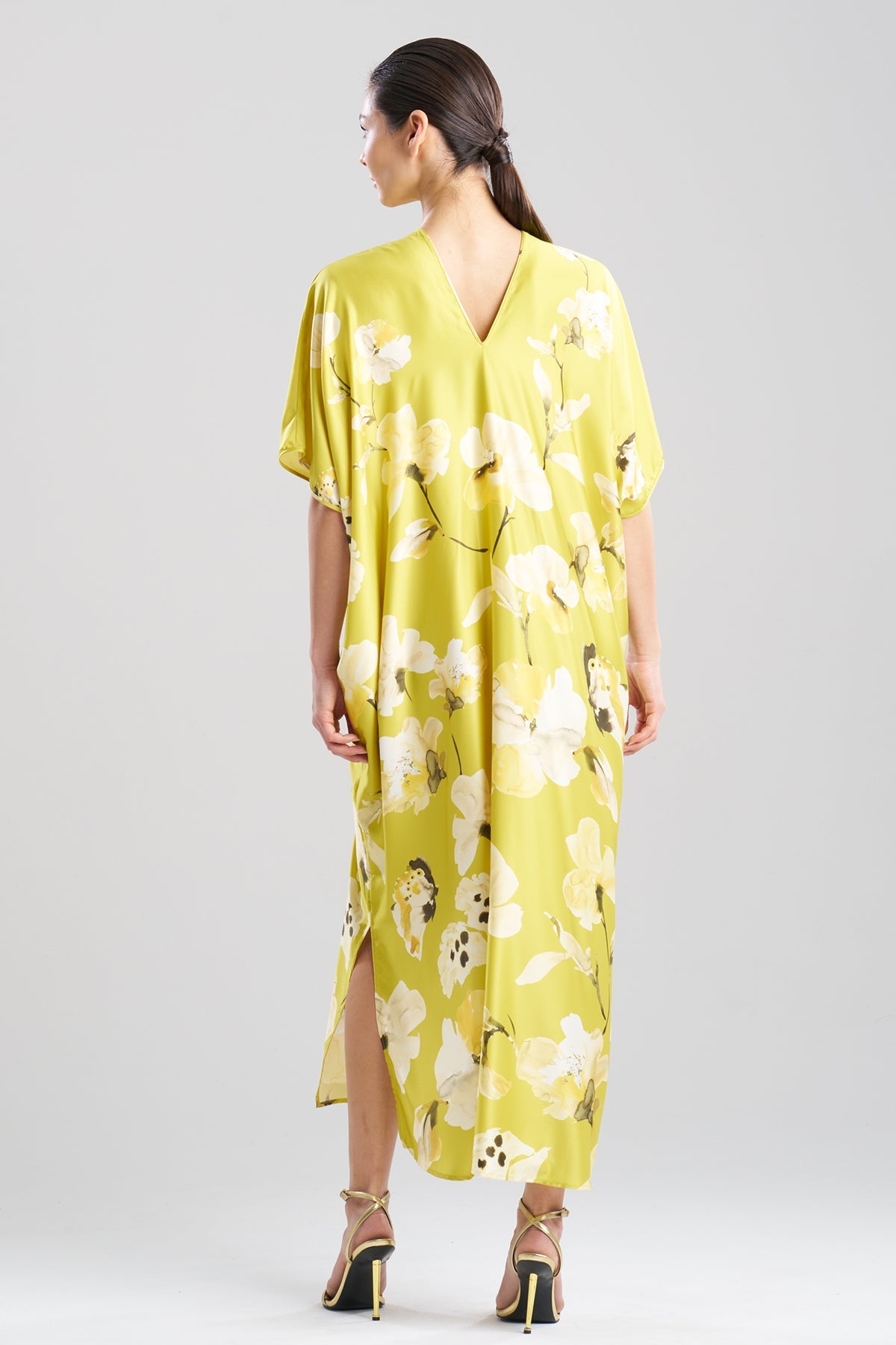 Aurelia Charmeuse Caftan Chartreuse