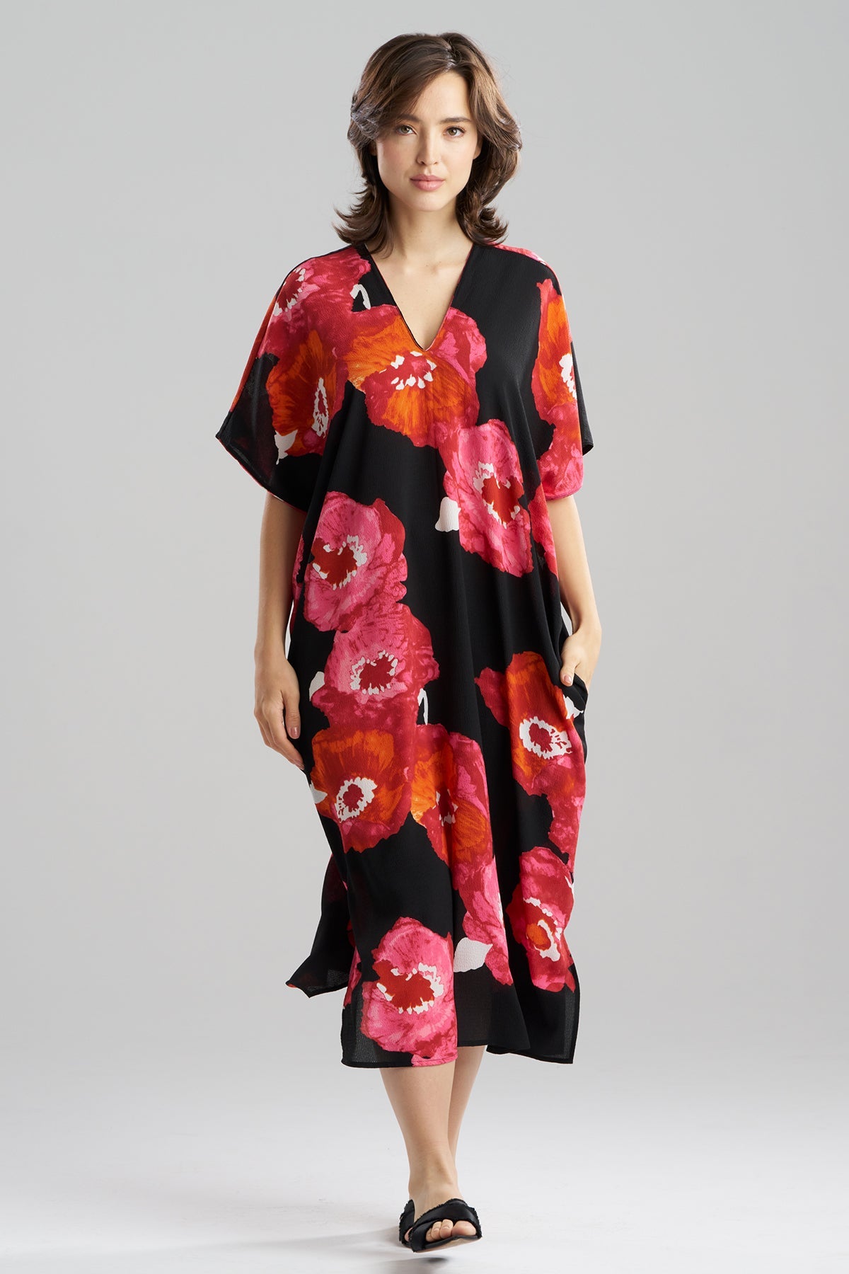 Bold Poppy Crinkle Caftan Red