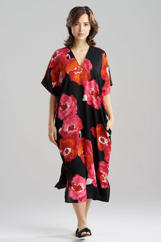 Bold Poppy Crinkle Caftan Red