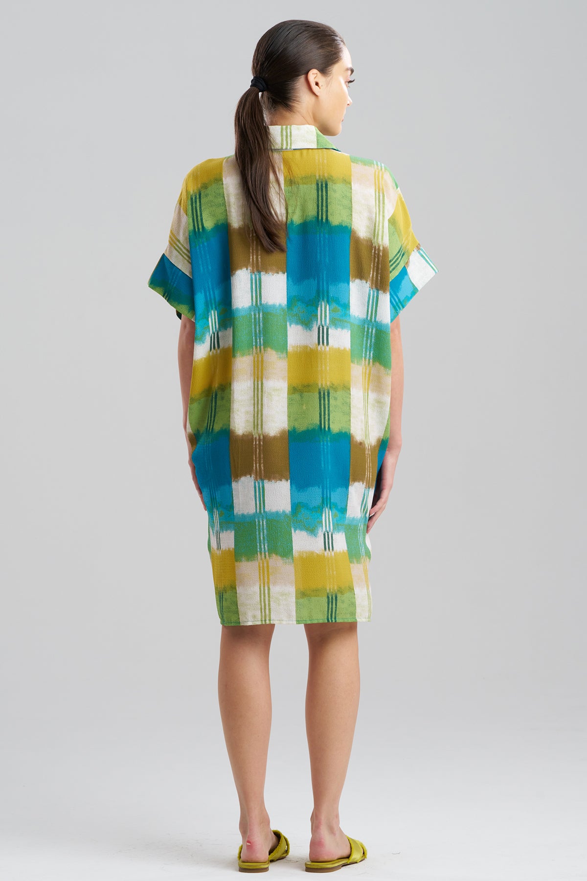 Sunset Crinkle Dolman Shirtdress Green Multi