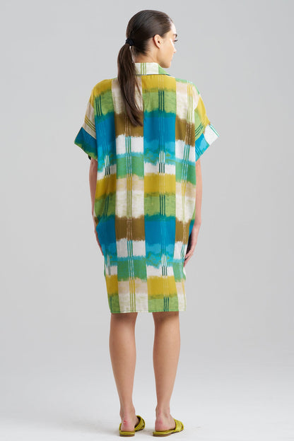 Sunset Crinkle Dolman Shirtdress Green Multi