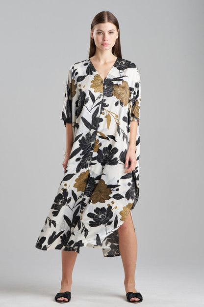 Buy Peony Blossom Zip Caftan in Neutral Online Neutral