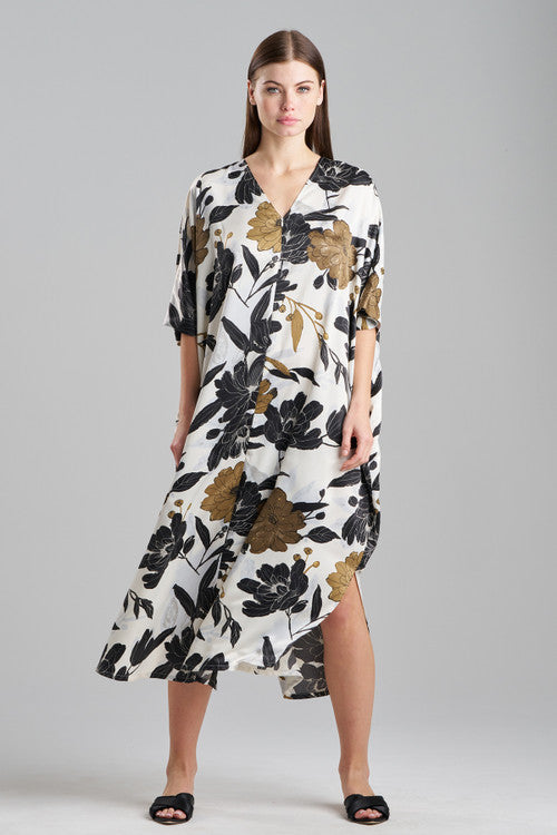 Buy Peony Blossom Zip Caftan in Neutral Online Neutral