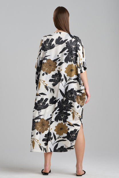 Buy Peony Blossom Zip Caftan in Neutral Online Neutral