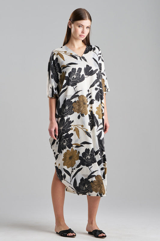 Buy Peony Blossom V-Neck Caftan in Neutral Online Neutral