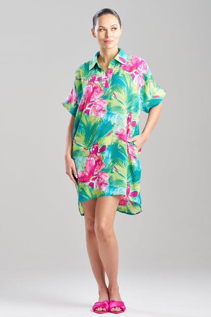 Tropic Crinkle Dolman Shirtdress Green Multi