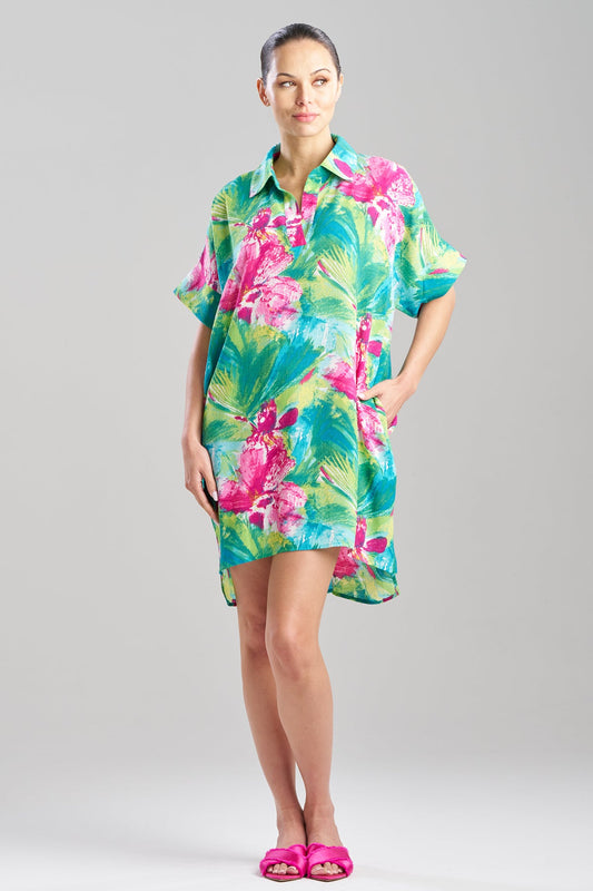 Tropic Crinkle Dolman Shirtdress Green Multi