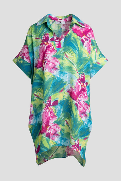 Tropic Crinkle Dolman Shirtdress Green Multi