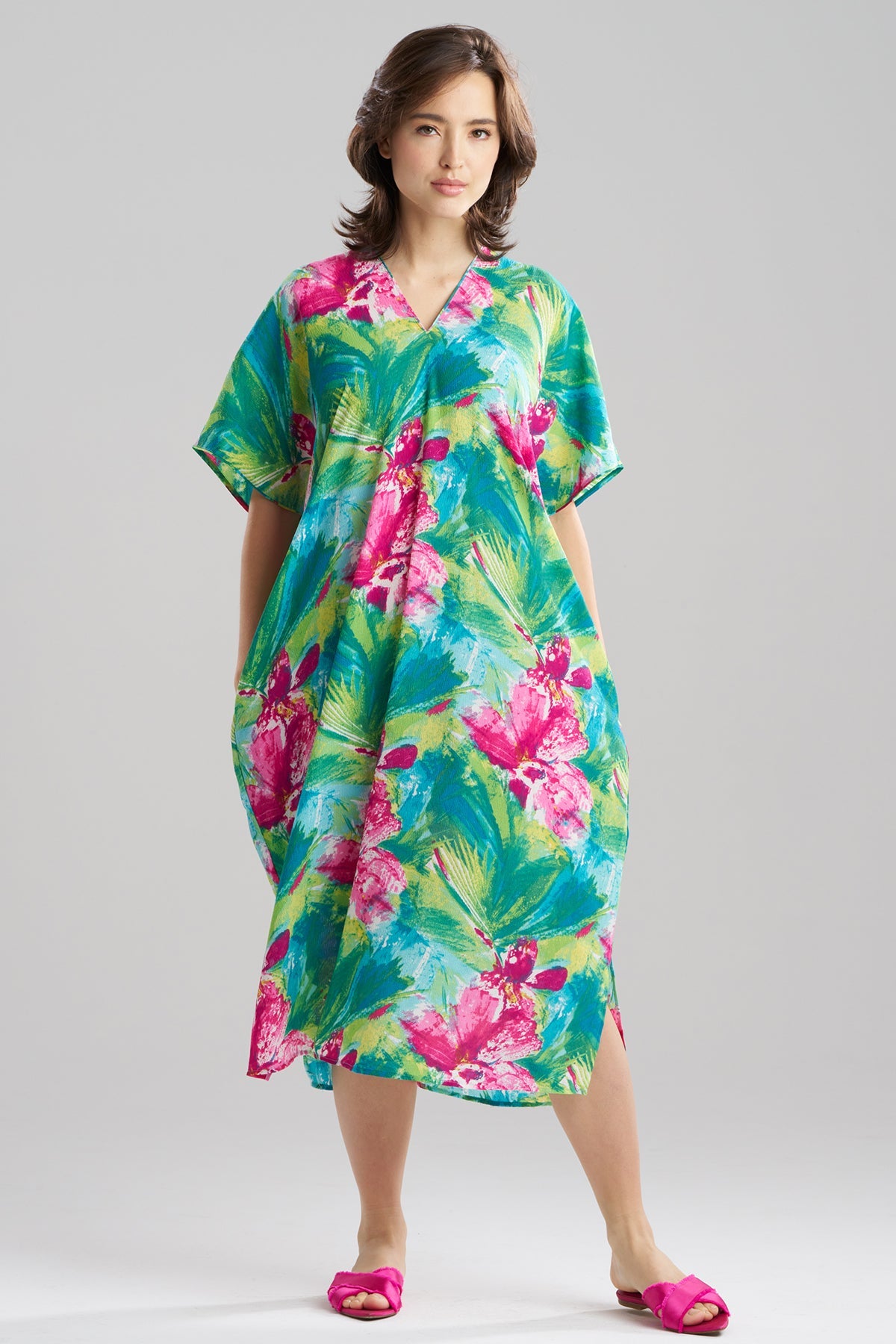 Tropic Crinkle Caftan Green Multi