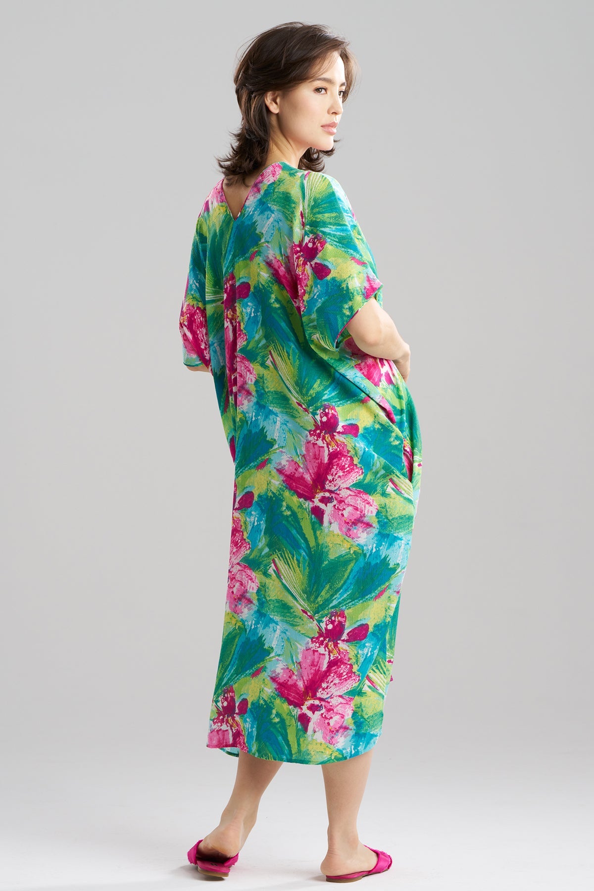 Tropic Crinkle Caftan Green Multi