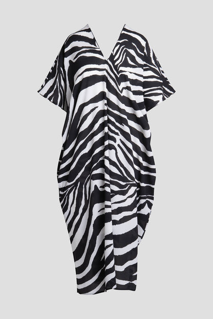 Savanna Crinkle Caftan Black/White