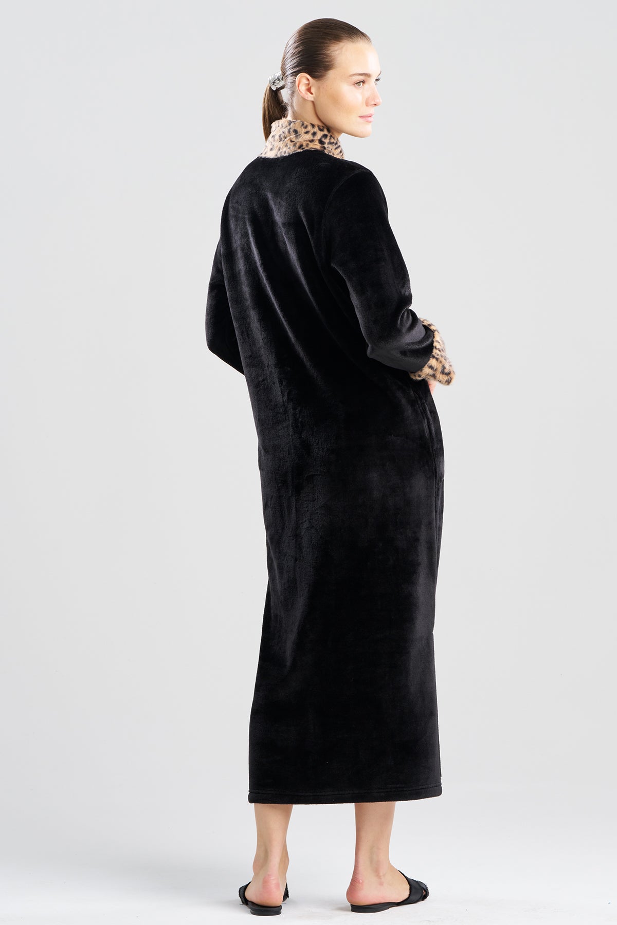 Buy Plush Lynx Mandarin Zip Lounger in Black Online Black