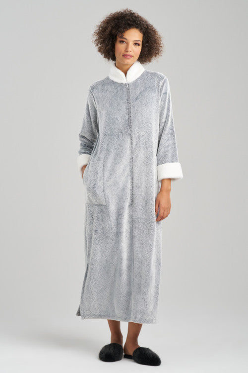 Buy Frosted Cashmere Mandarin Zip Lounger in Black Online Black