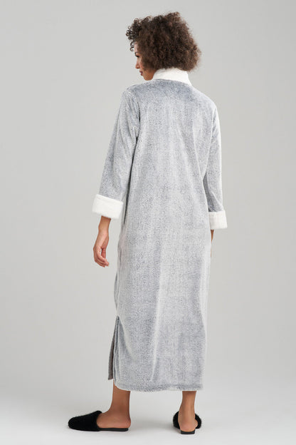 Buy Frosted Cashmere Mandarin Zip Lounger in Black Online Black