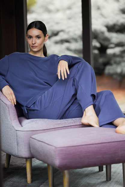Nova Cozy Brushed Knit Everywhere Crew Neck Top Twilight Blue