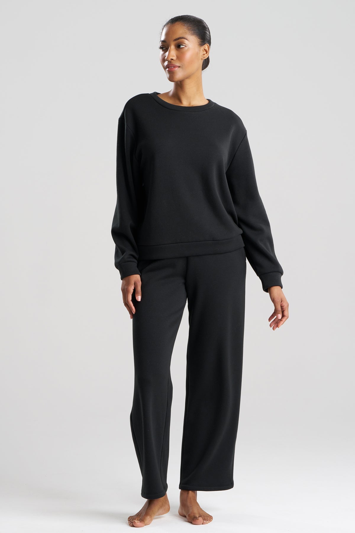 Nova Cozy Brushed Knit Everywhere Crew Neck Top Black