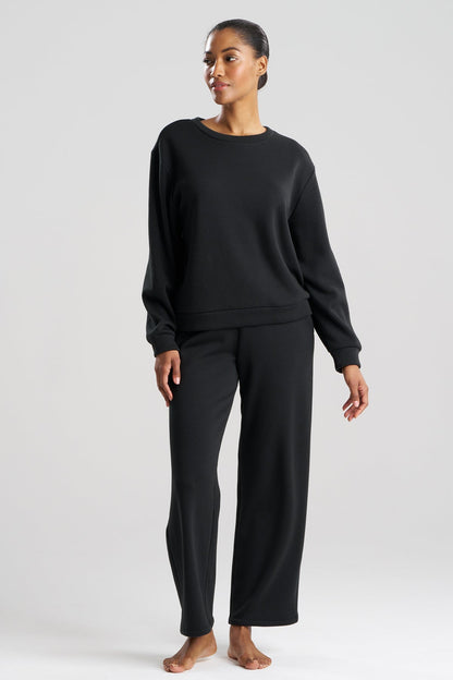 Nova Cozy Brushed Knit Everywhere Crew Neck Top Black