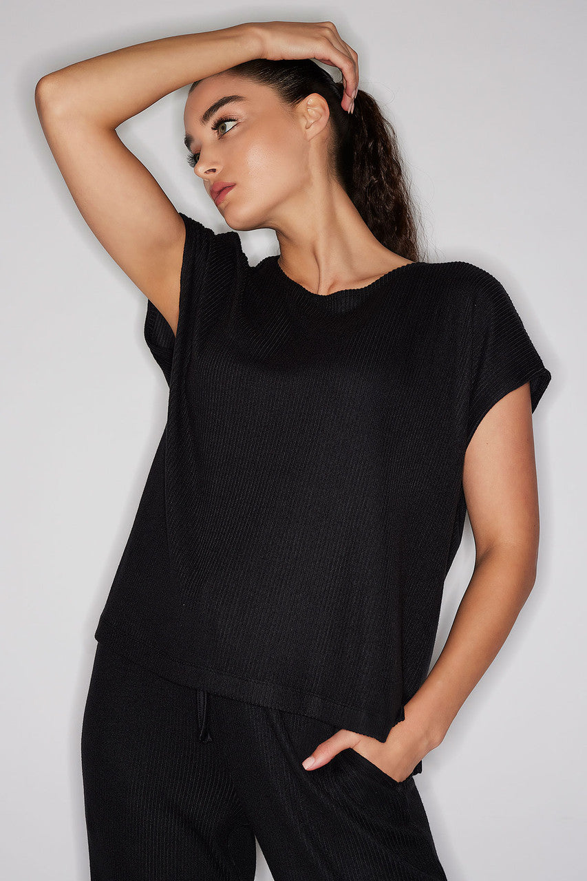 Buy Eden Rib Knit Everywhere Top in Black Online Black