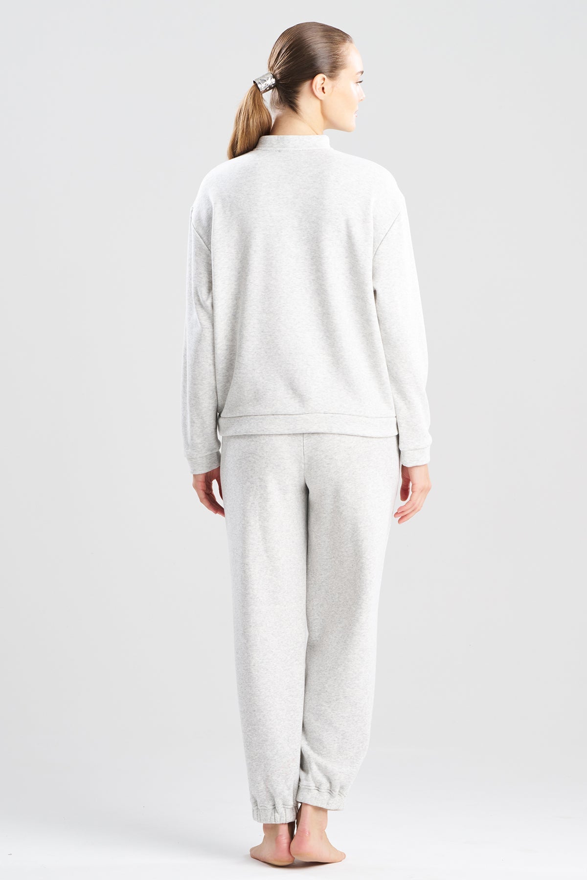 Nova Cozy Brushed Knit Everywhere Zip Up Top Light Heather Grey