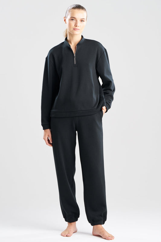 Nova Cozy Brushed Knit Everywhere Zip Up Top Black