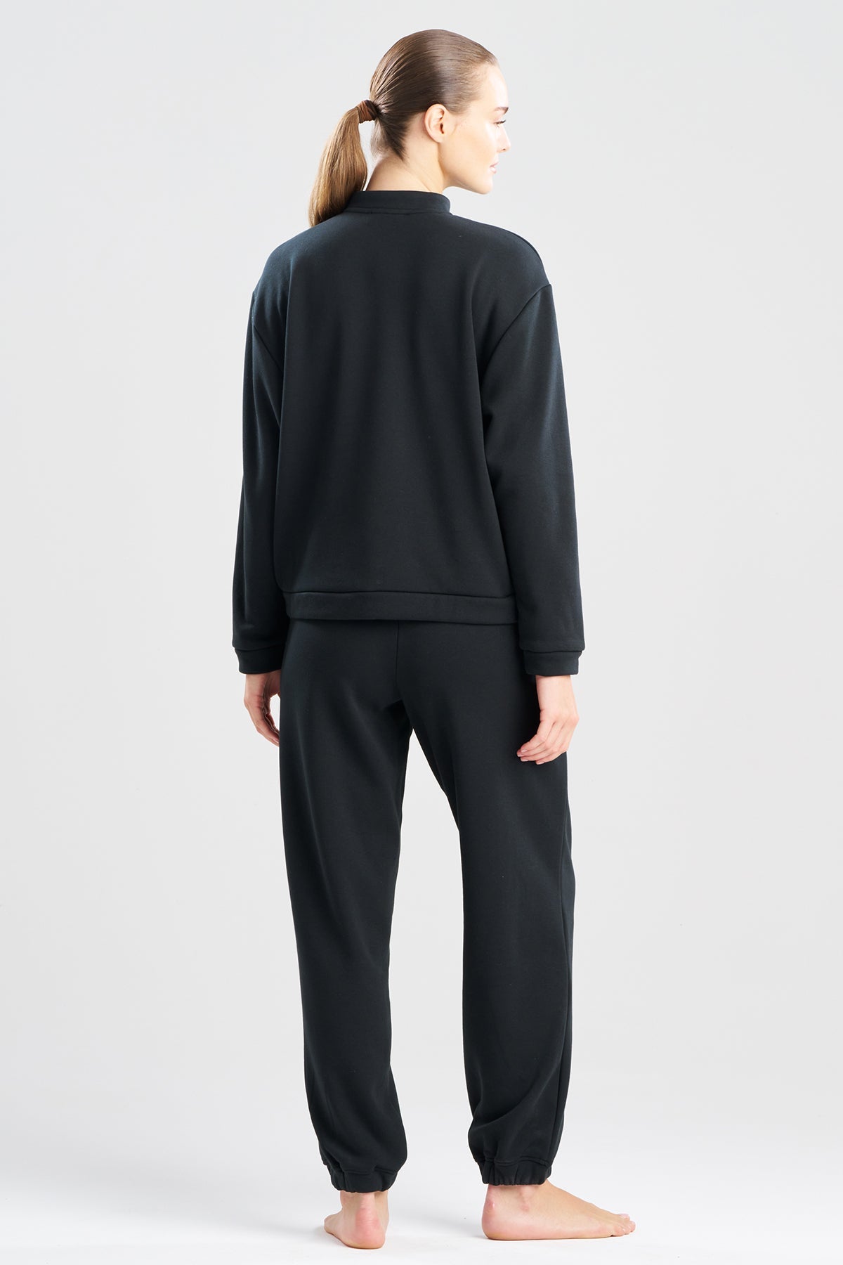 Nova Cozy Brushed Knit Everywhere Zip Up Top Black