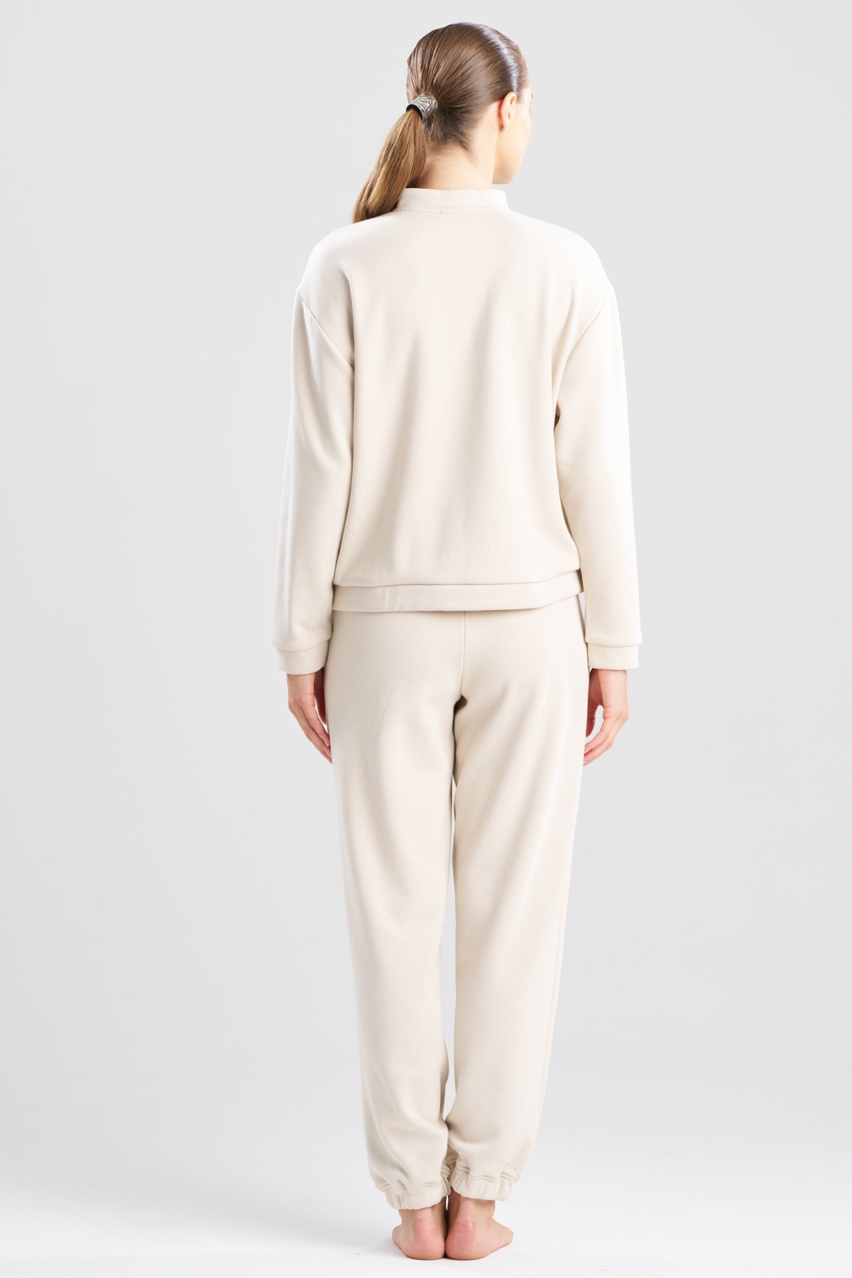 Nova Cozy Brushed Knit Everywhere Zip Up Top Ecru