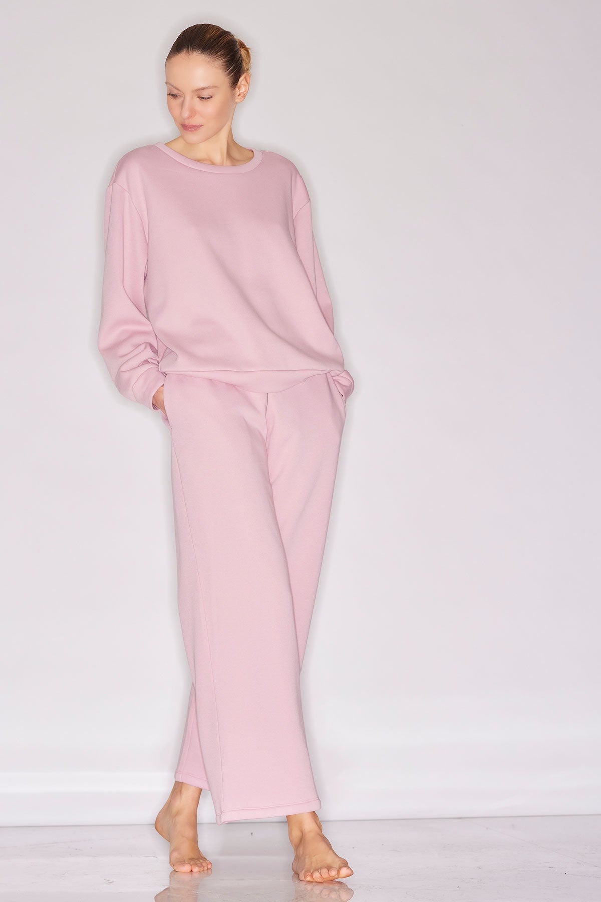 Nova Cozy Brushed Knit Everywhere Crew Neck Top Rose Quartz