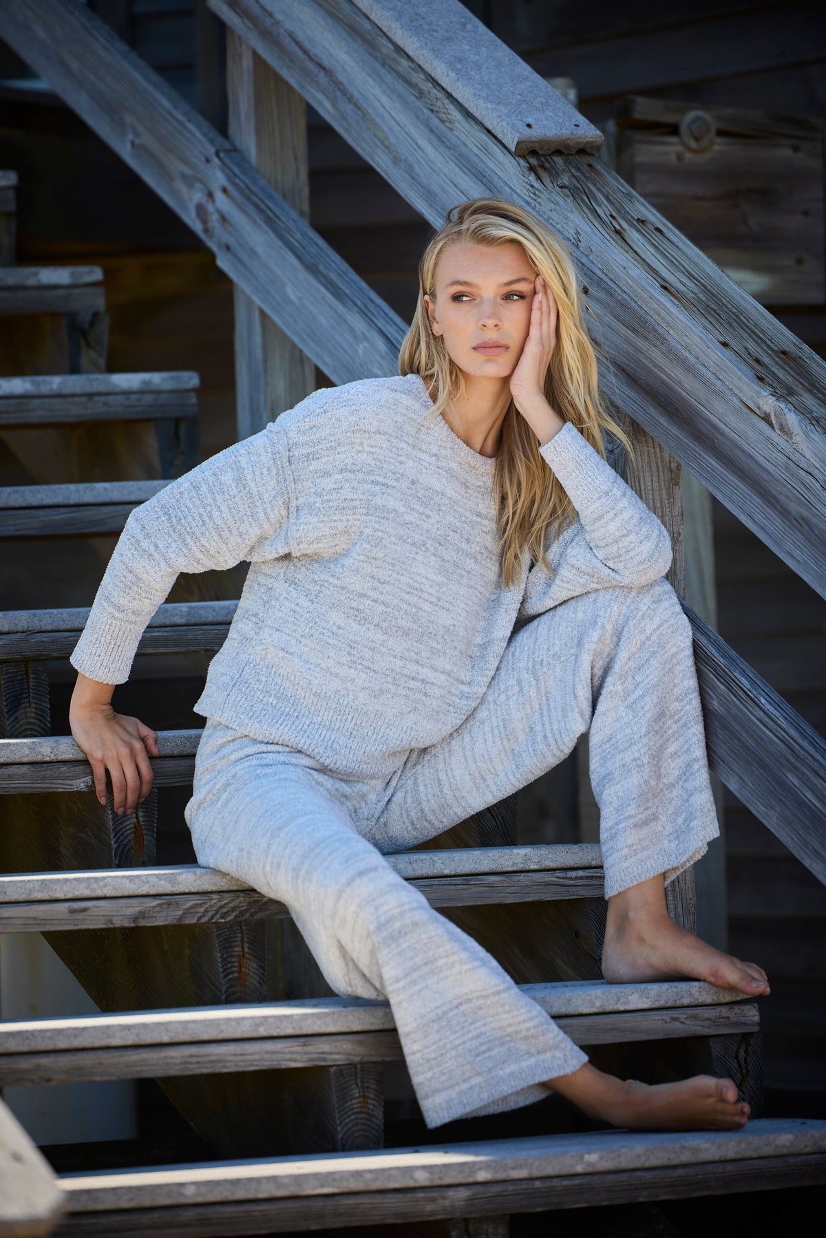 Luna Mellow Flare Pants Light Heather Grey