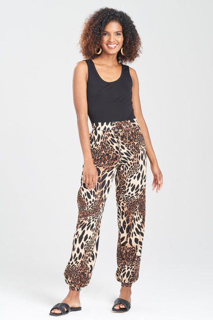 Buy Leopard Cotton Gauze Pants in Chestnut Online Chestnut