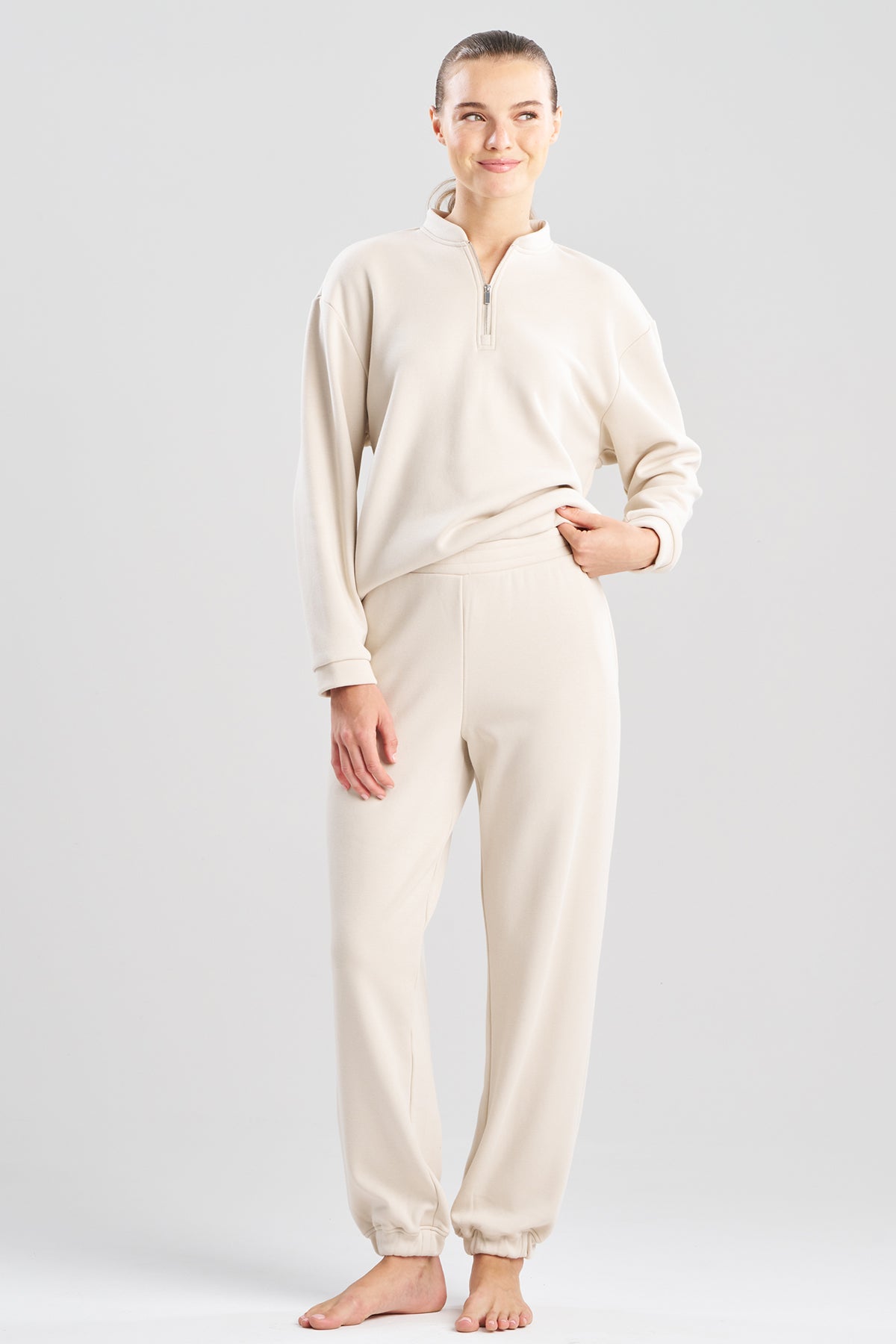Nova Cozy Brushed Knit Everywhere Joggers Ecru