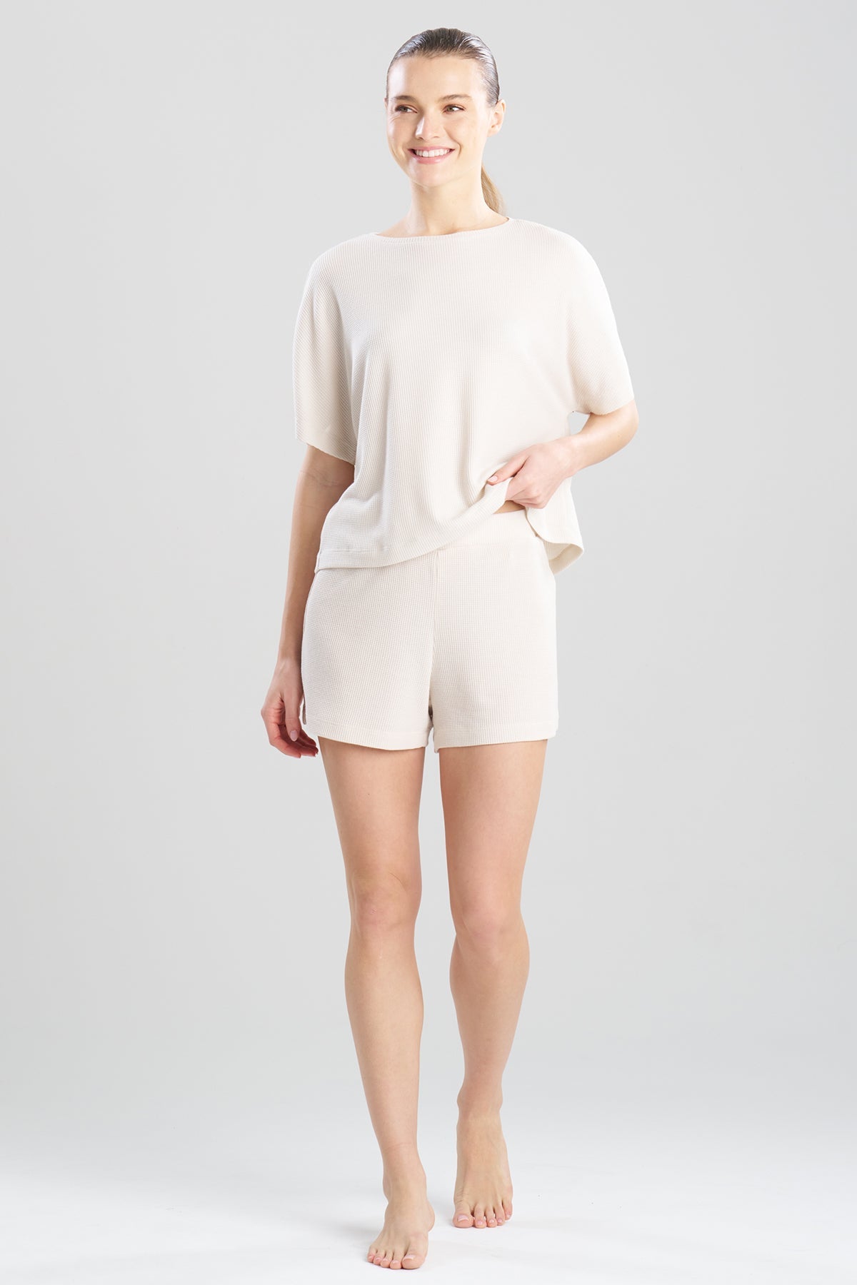 Mila Waffle Everywhere Banded Shorts Ecru