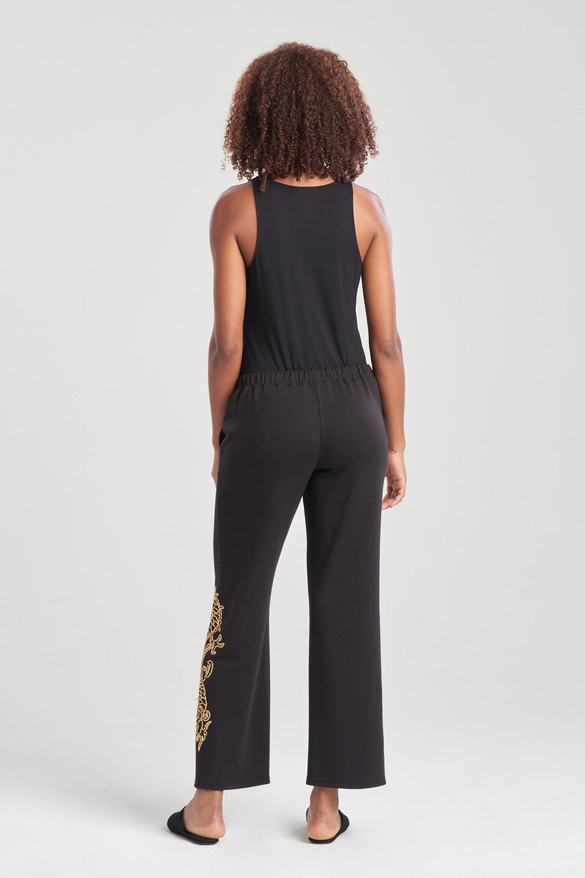 Buy Cocoon Embroidered Dragon Straight Leg Pants in Black Online Black