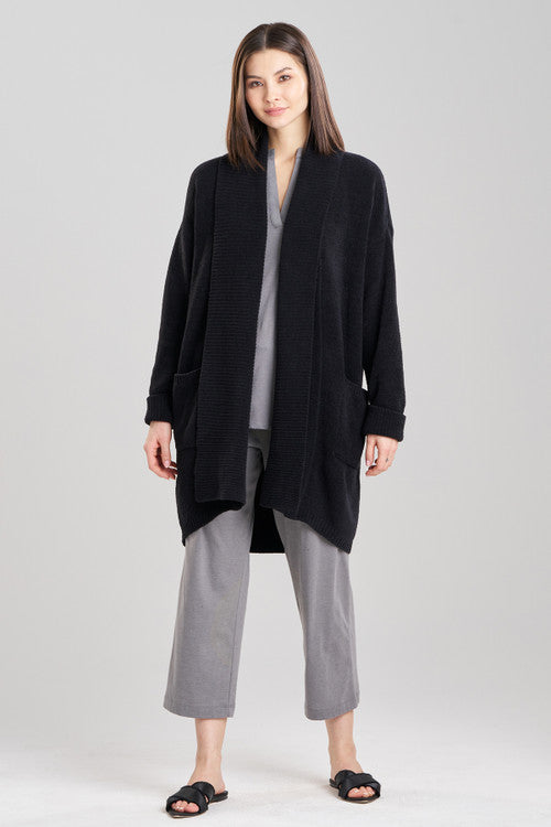 Buy Aura Solid Chenille Cardigan in Black Online Black