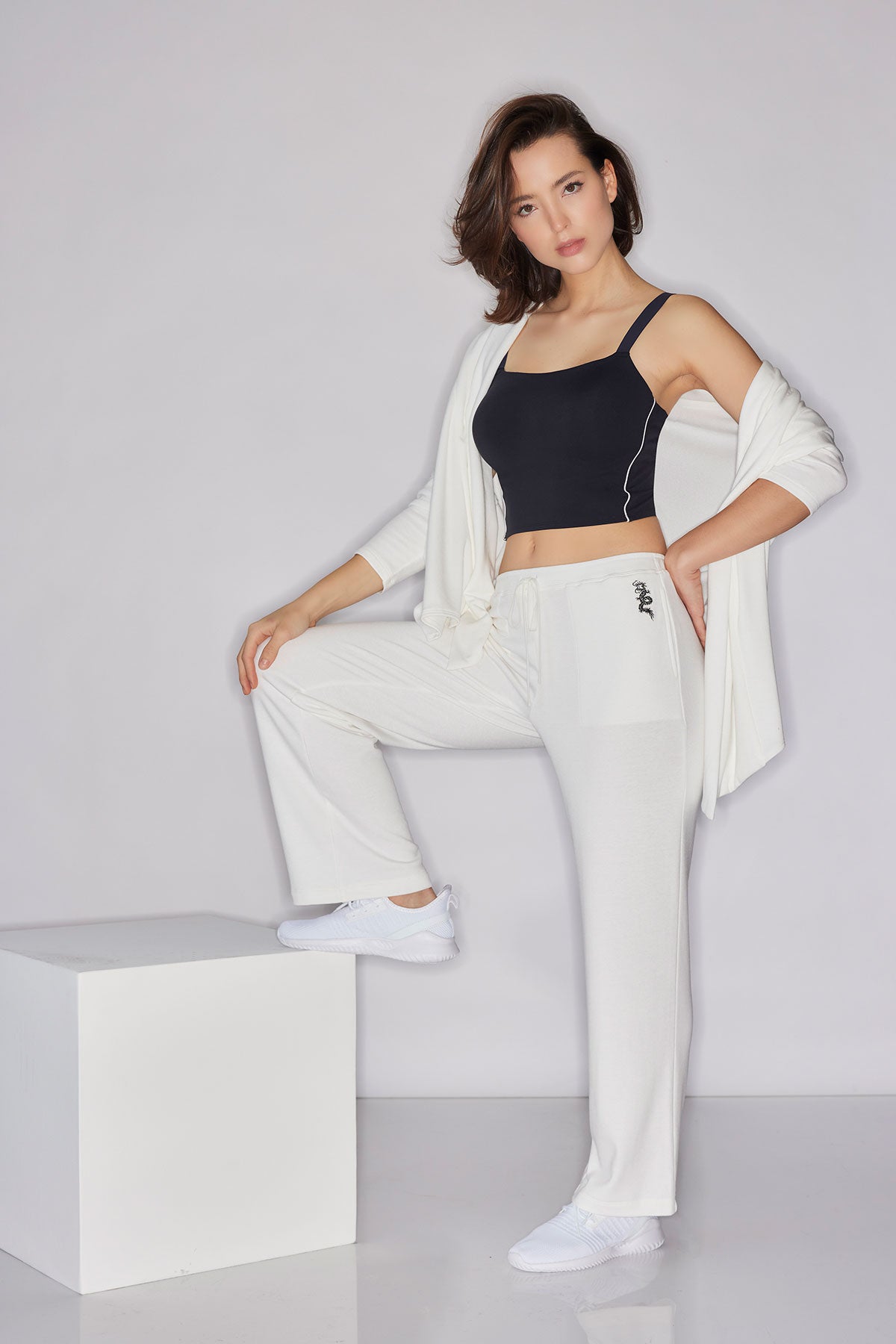 Cocoon Brushed French Terry Cardigan White