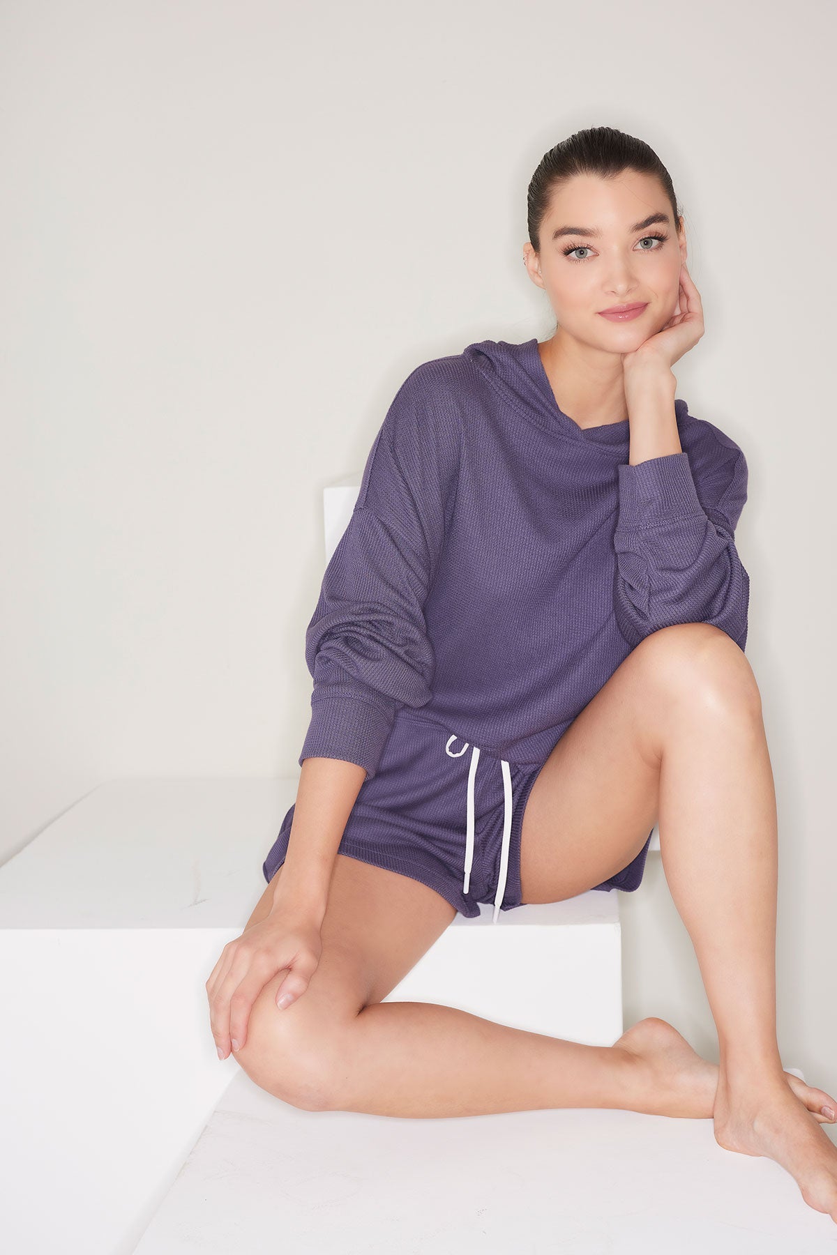 Mila Waffle Everywhere Hoodie Twilight Blue