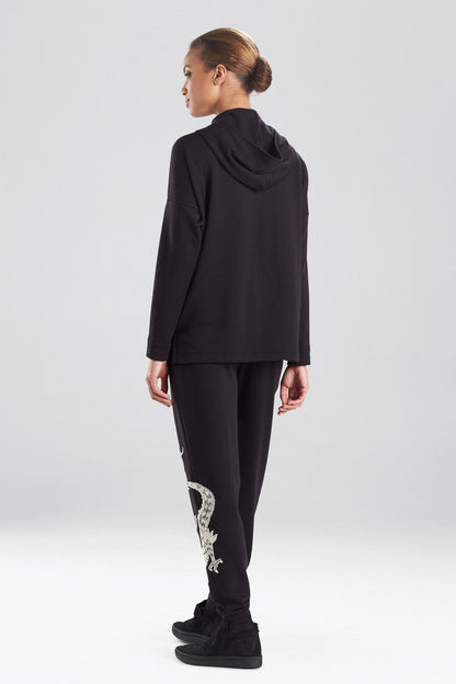 Buy Cocoon Dragon Embroidered Hoodie in Black Online Black