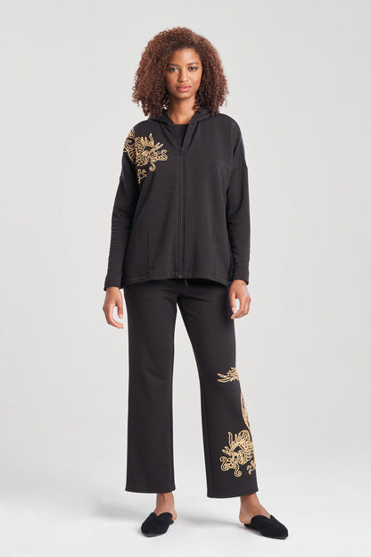 Buy Cocoon Embroidered Dragon Hoodie in Black Online Black