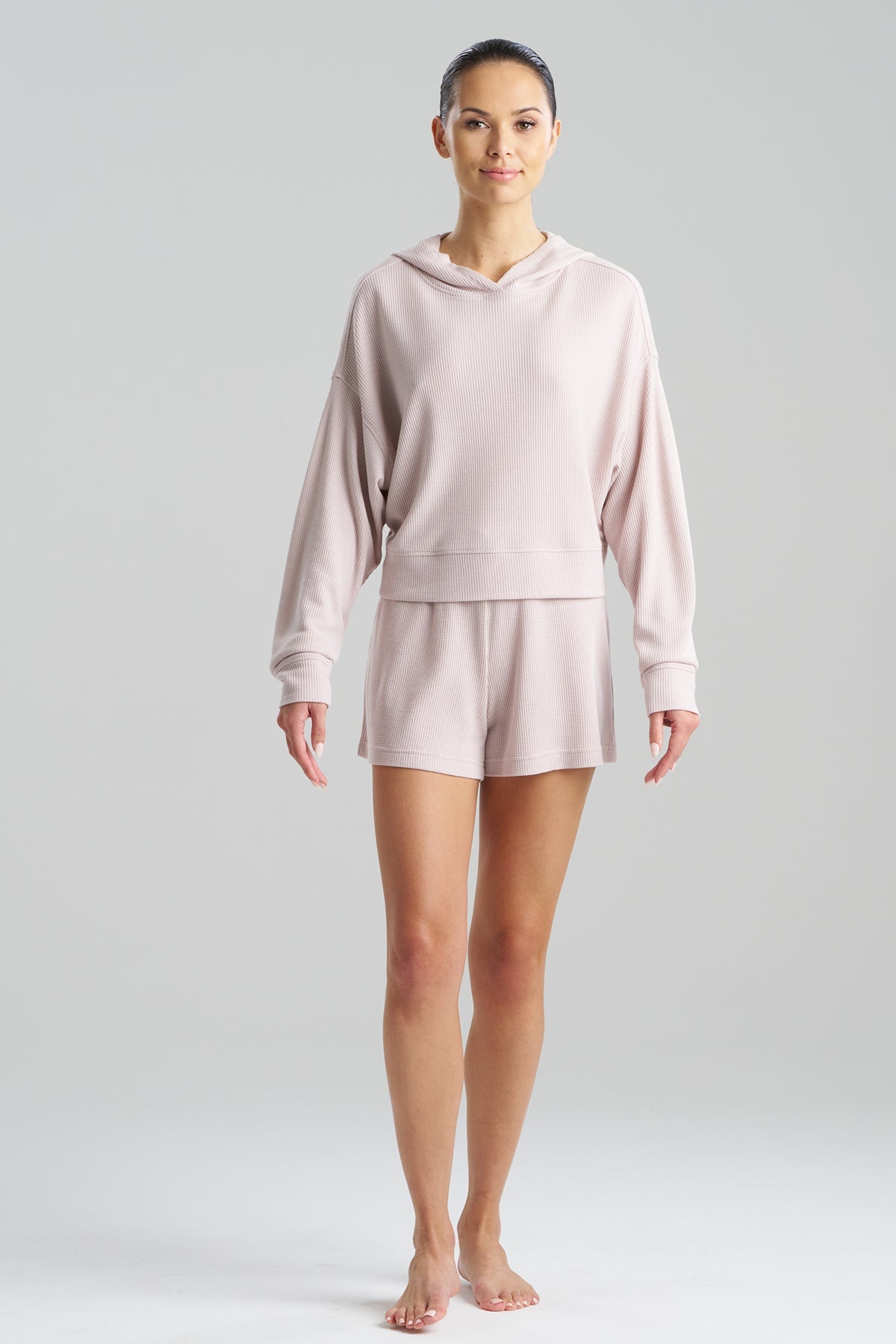 Mila Waffle Everywhere Hoodie Shell Pink