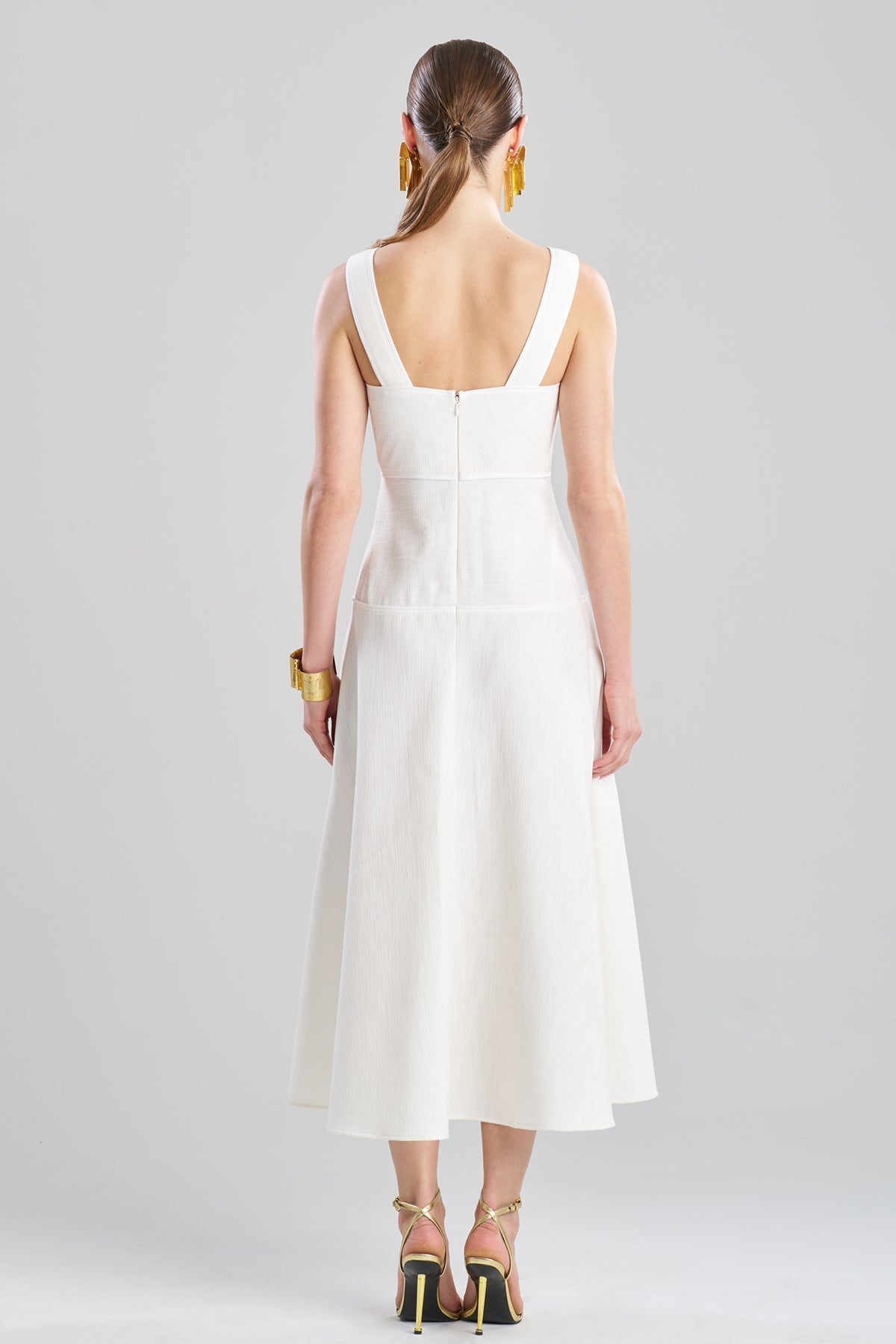 Stretch Basketweave Cotton Sundress Warm White
