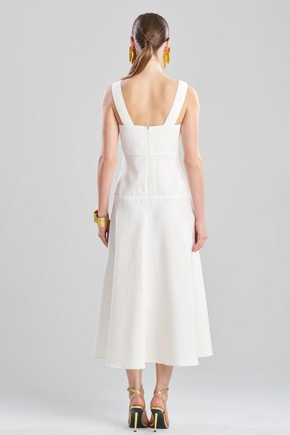 Stretch Basketweave Cotton Sundress Warm White