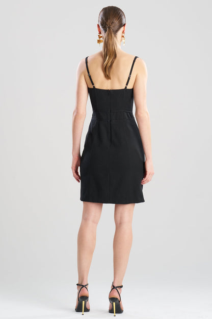 Stretch Basketweave Cotton Mini Dress Black