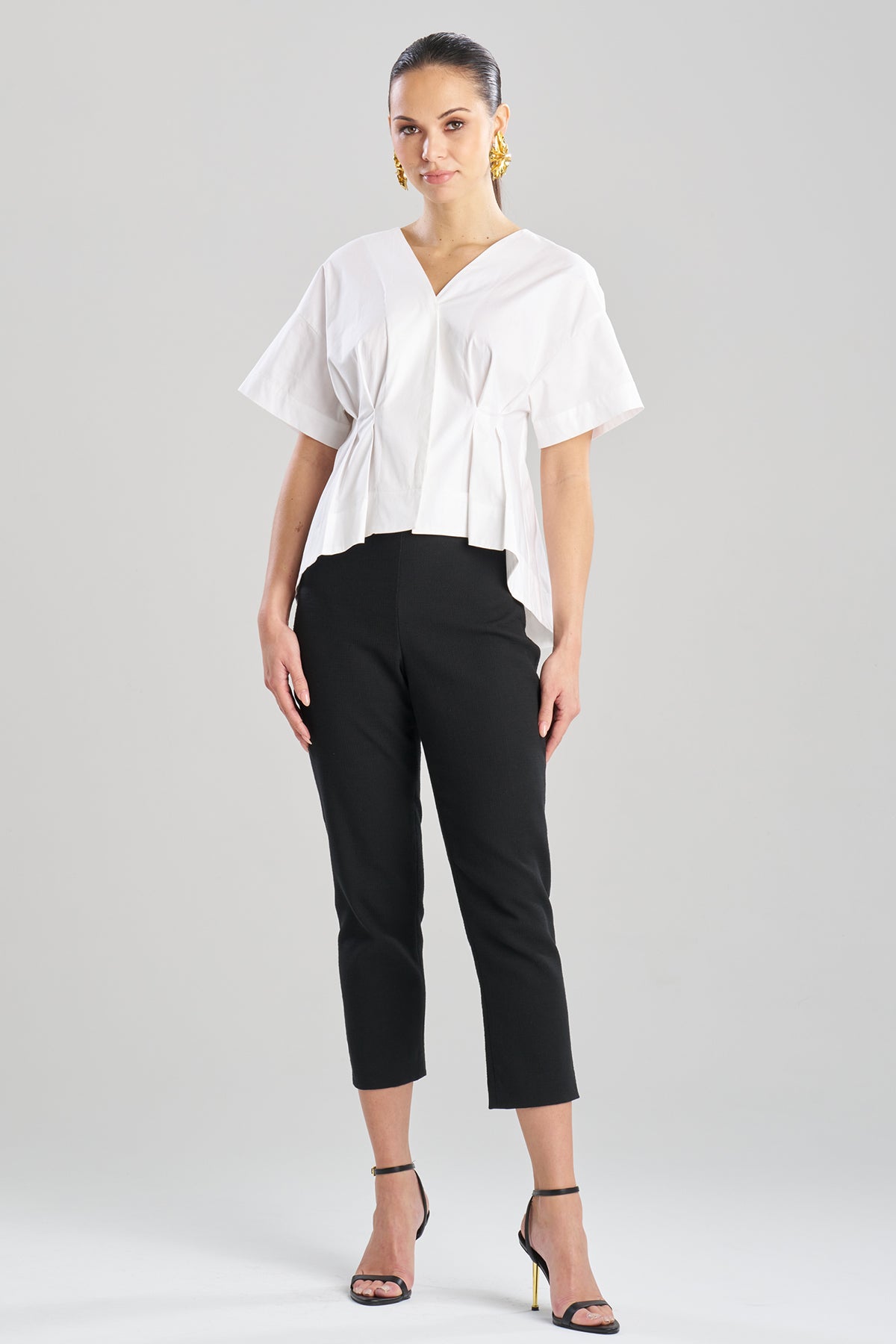Cotton Poplin Pleated Back Cocoon Shirt White