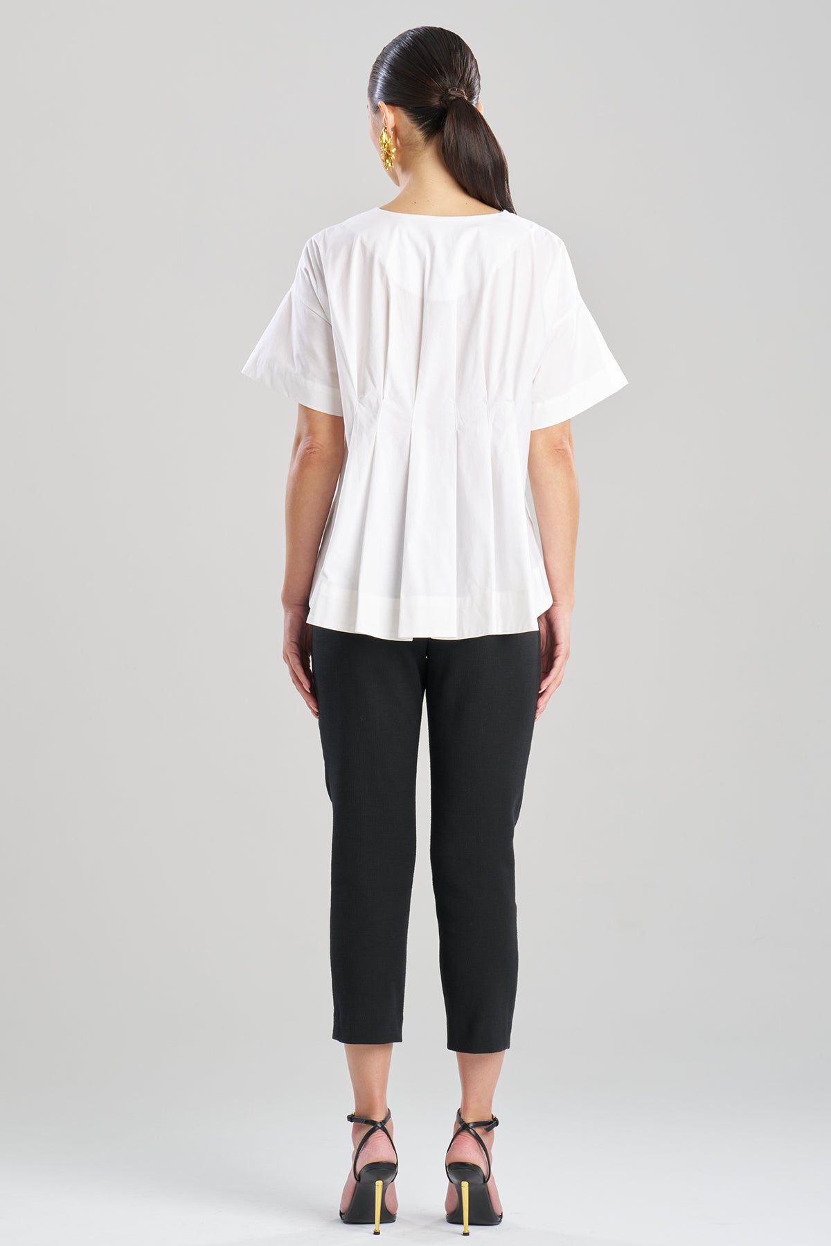 Cotton Poplin Pleated Back Cocoon Shirt White