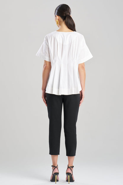 Cotton Poplin Pleated Back Cocoon Shirt White