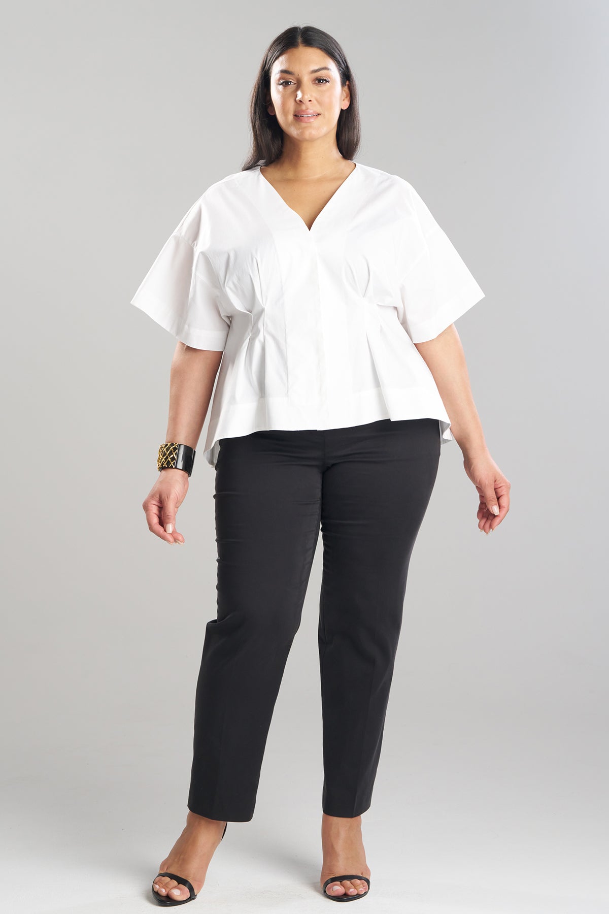 Cotton Poplin Pleated Back Cocoon Shirt White