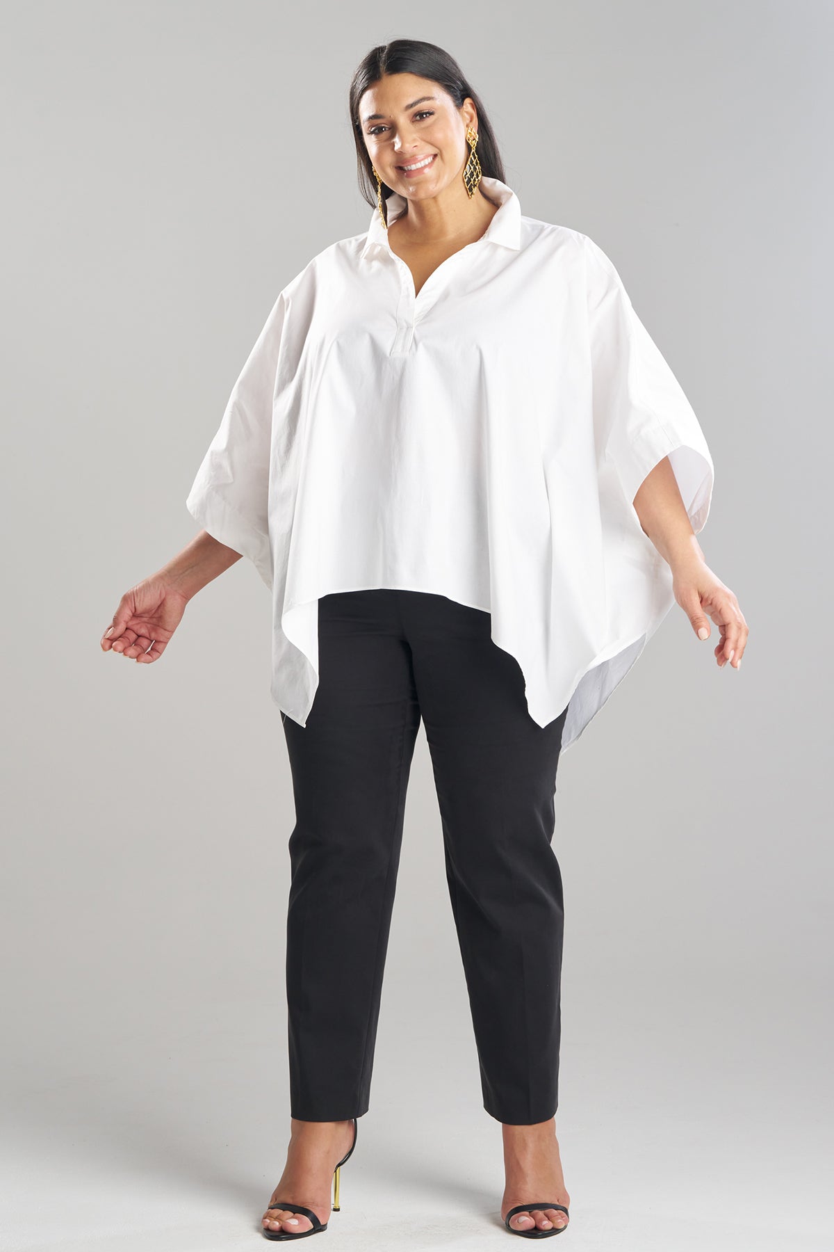 Cotton Poplin Oversized Caftan Shirt White