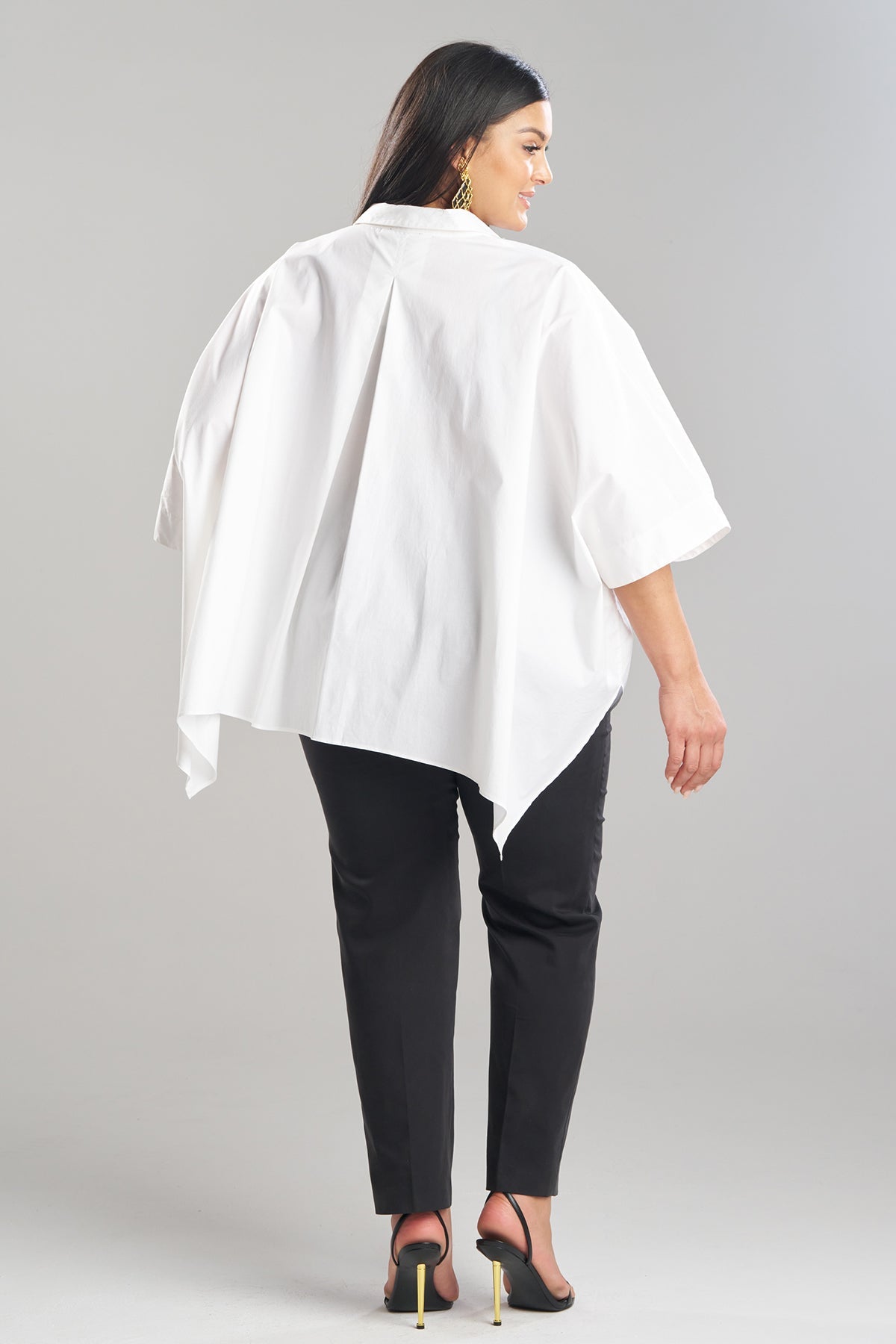 Cotton Poplin Oversized Caftan Shirt White