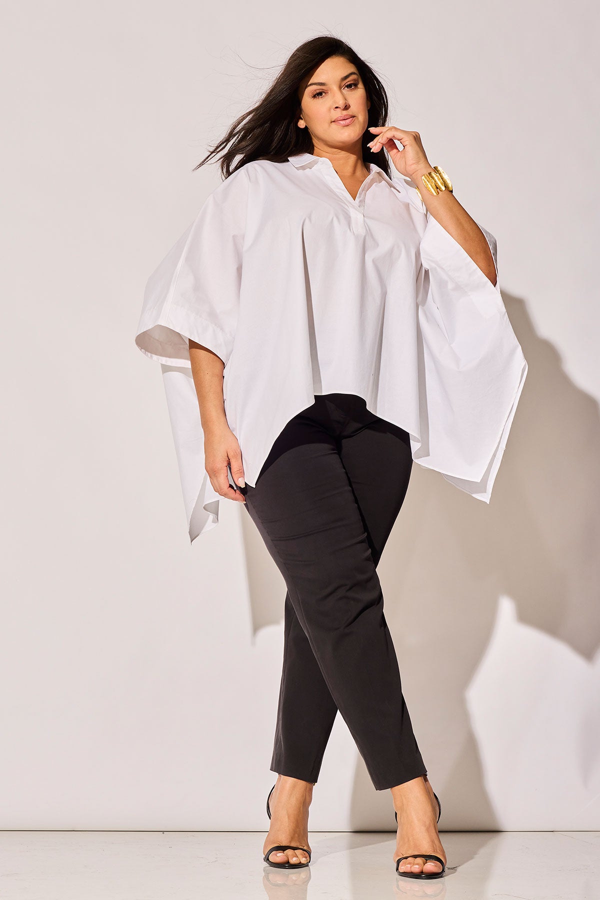 Cotton Poplin Oversized Caftan Shirt White