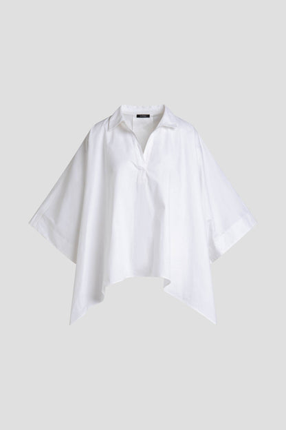 Cotton Poplin Oversized Caftan Shirt White